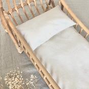Mattress and pillow for doll's bed - off-white cotton