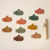 Wooden fishing game set on the magnets Babai - Submarines / brave numbers and colors