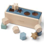 Midas puzzle box, Beach wood - Geometric Whale blue multi mix