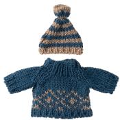 Pull et bonnet en tricot souris tenue ski maileg - papa