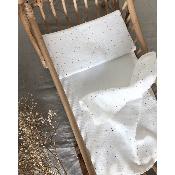 Doll bed set - white cotton gauze / gold dots
