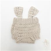 Mini Crochet Vintage l Doll Frill Short Romper - Natural