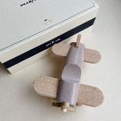 Wooden Rolling Airplane Toy - Warm gray