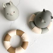Bath Toys Bunny Kitten and Swim ring - blue / almond 