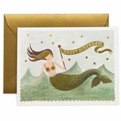 Birthday Greeting Card - Vintage mermaid