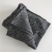 Vintage knit blanket or plaid / home coverlet 100 x 135 cm Naco - melanged grey