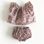 Mini clothes for Paola Reina and Minikane dolls - Liberty / Purple Roses